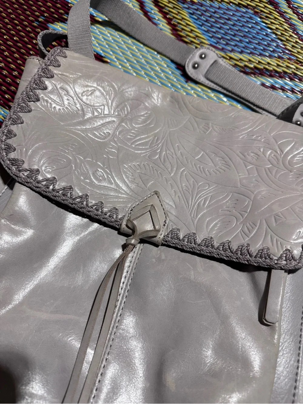 The Sak Ventura leather Backpack light gray